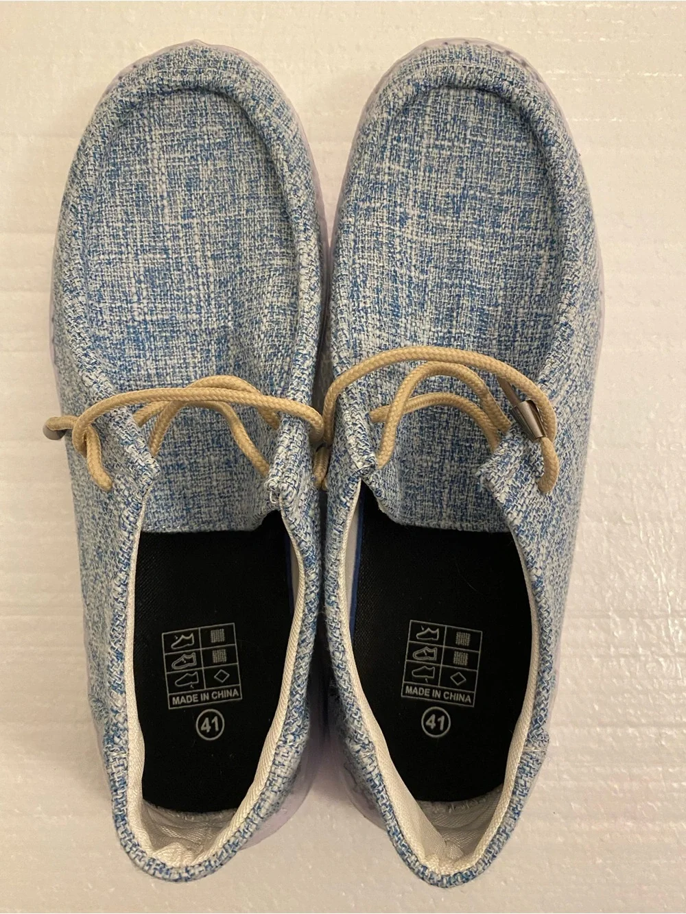 Men's Casual Light Blue White Slip-On Loafers Lightweight Flexible Design US 8
